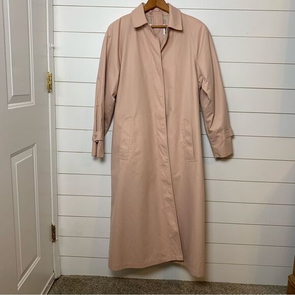 Vintage London Fog Blush pink Trench Coat Union Made 80s/90s oversized size 12 - Picture 1 of 16